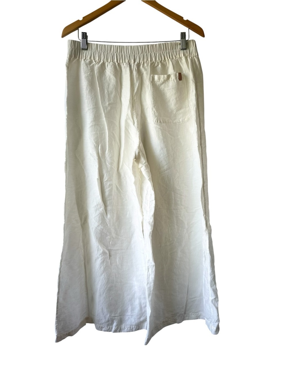 lunya Cream Wide-Leg Elastic-Waist Linen Blend Pants